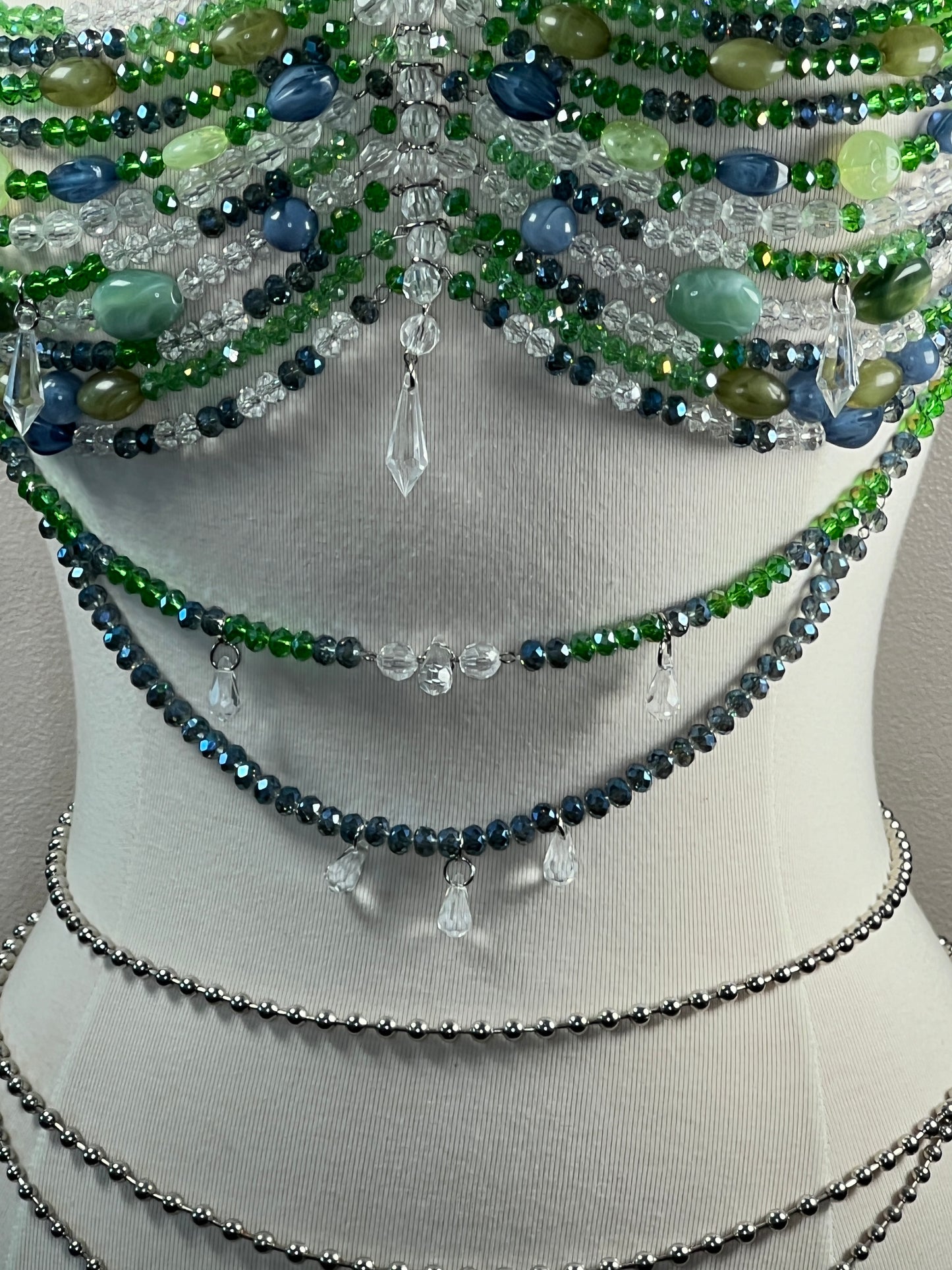 Beaded Top - Green/Blue Palette