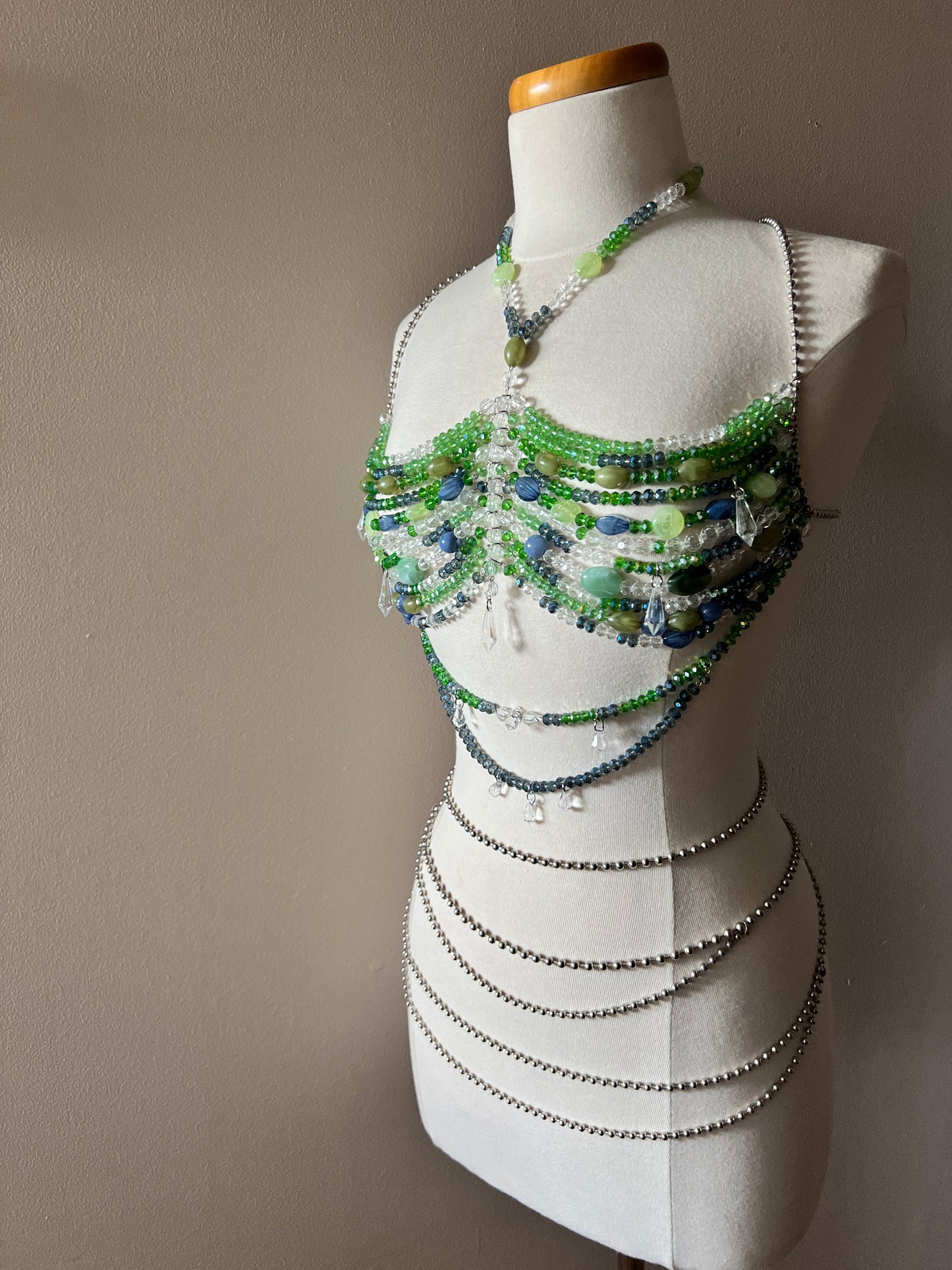 Beaded Top - Green/Blue Palette