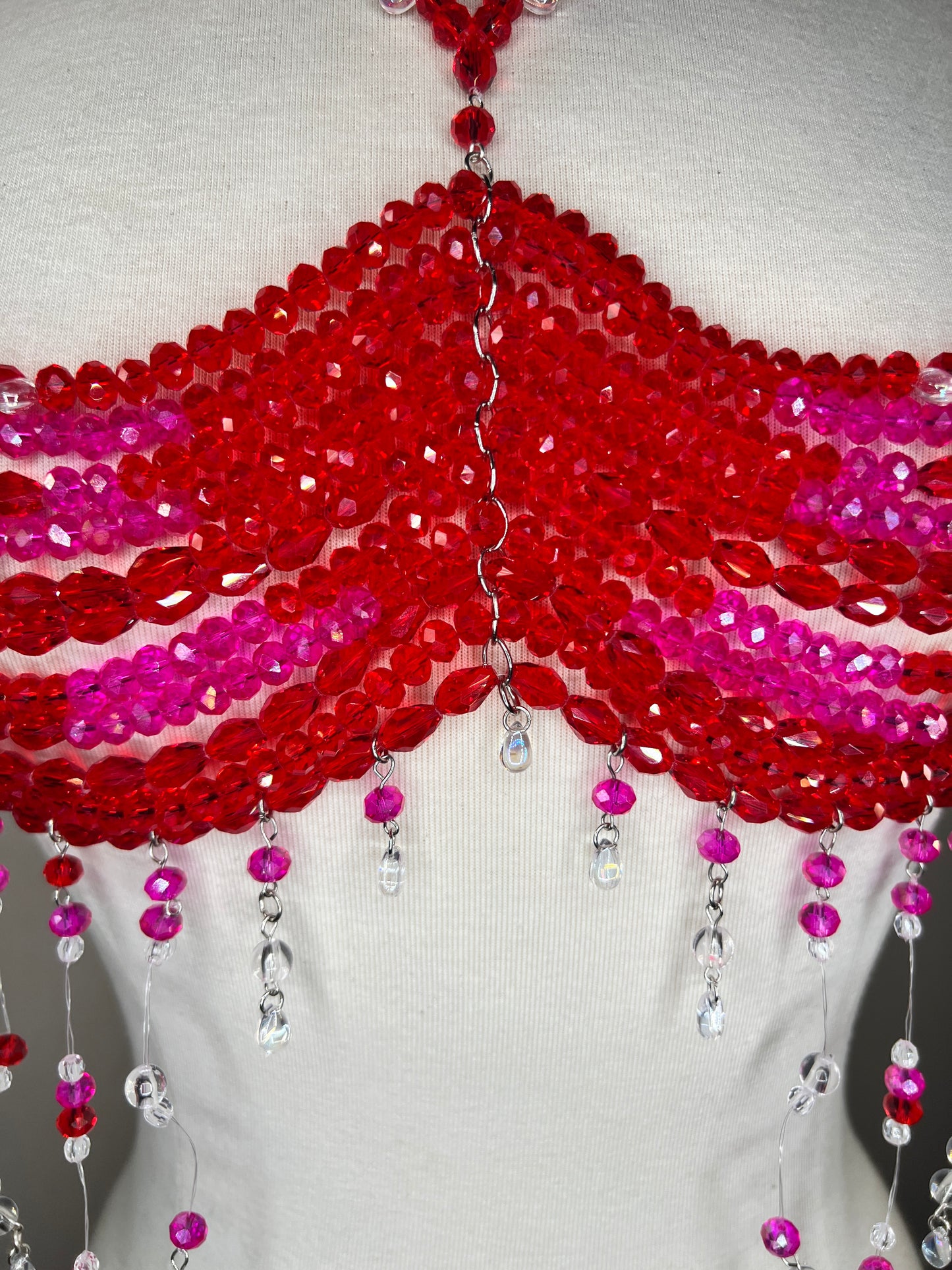 Beaded Top - Red/Pink Palette