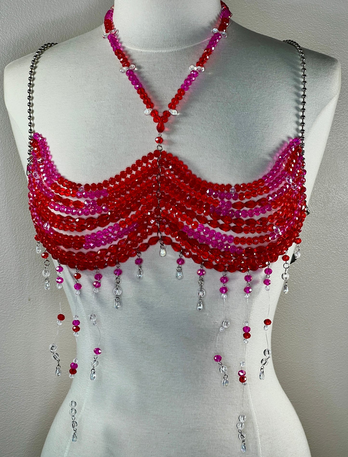 Beaded Top - Red/Pink Palette