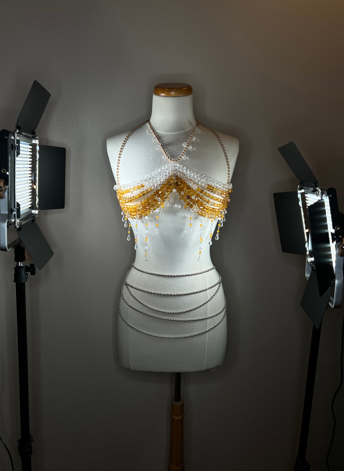 Beaded Top - Gold/Crystal Palette