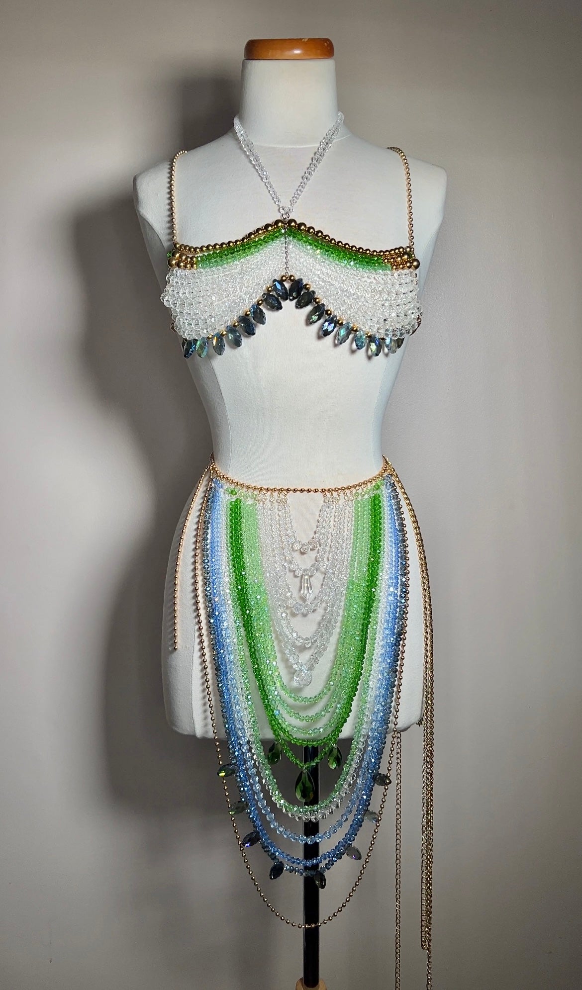 Beaded Bottom - Skirt - Blue/Green Palette