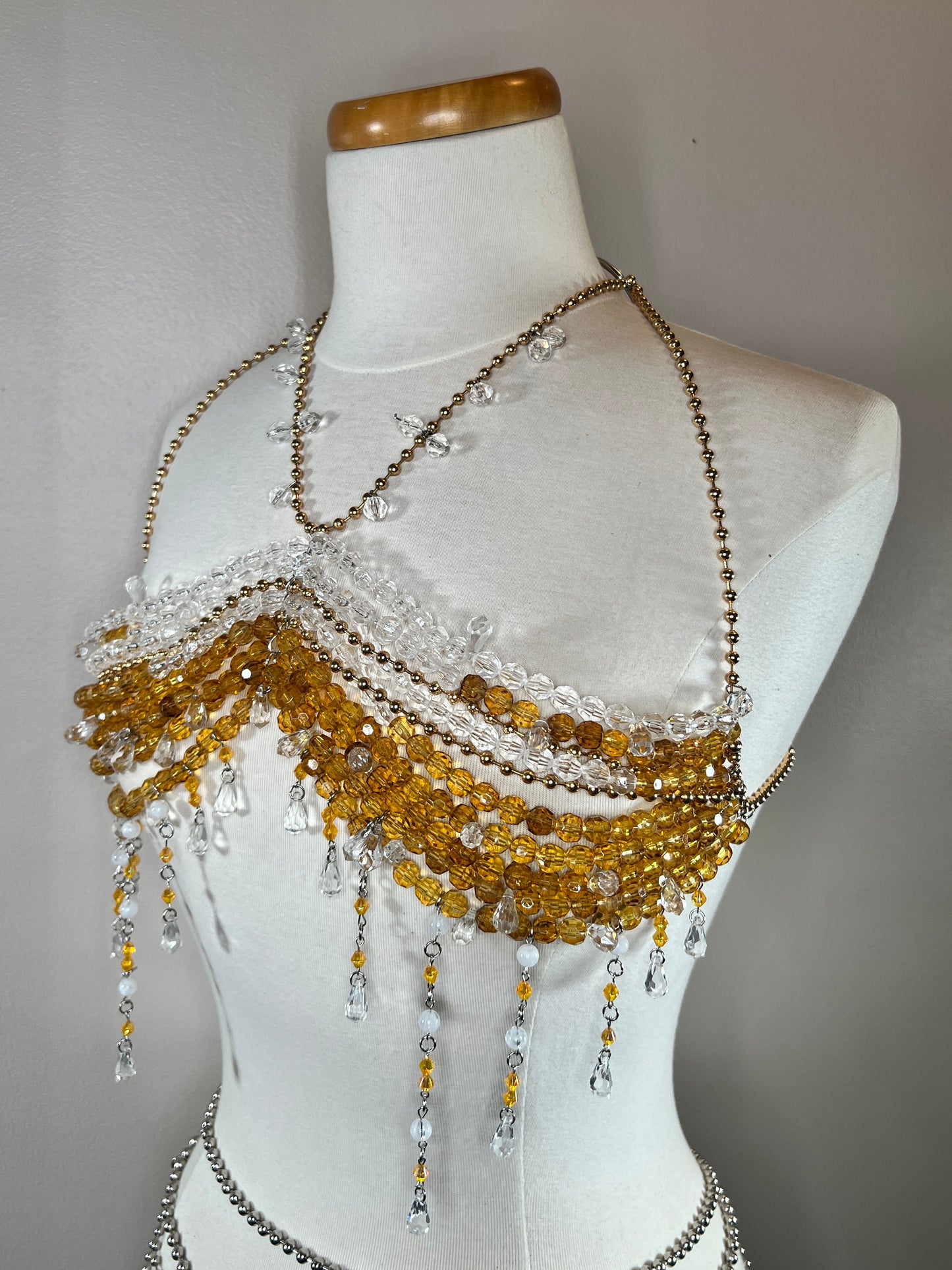 Beaded Top - Gold/Crystal Palette