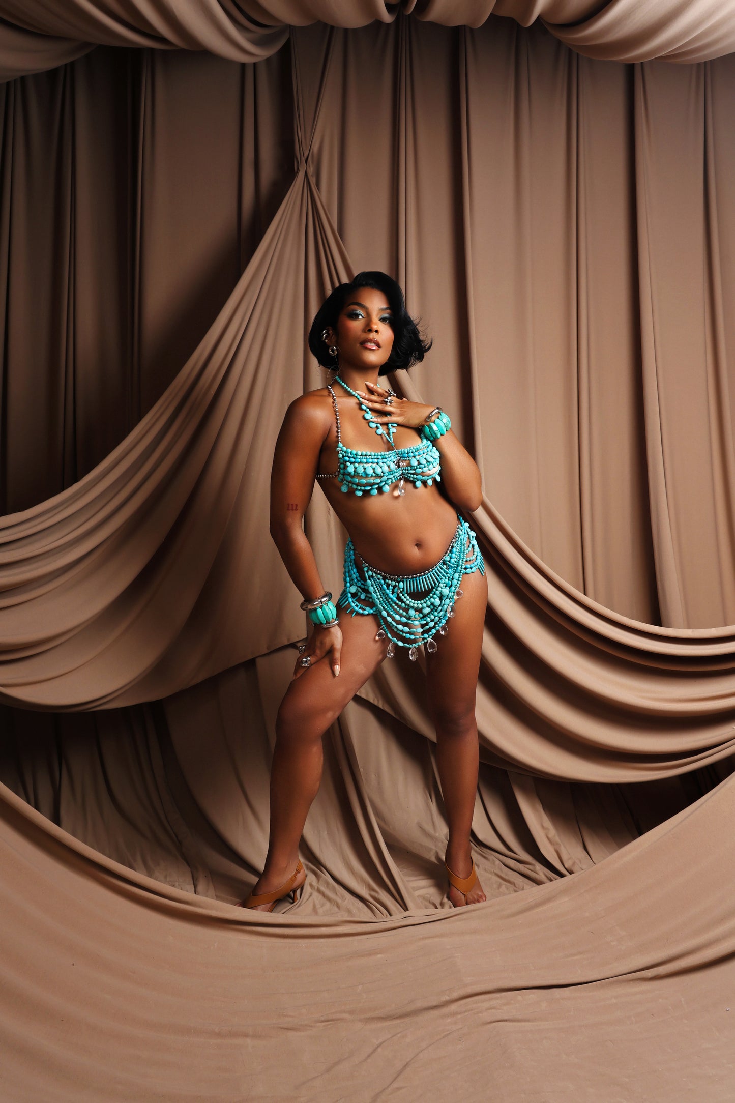 Beaded Top/Bottom - Turquoise Palette