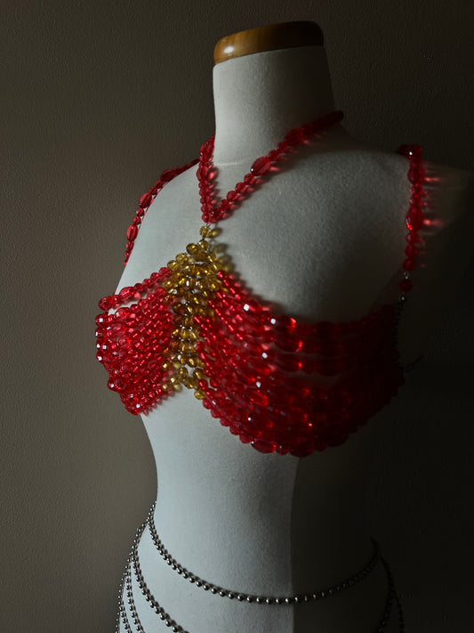 Beaded Top - Red/Copper Palette