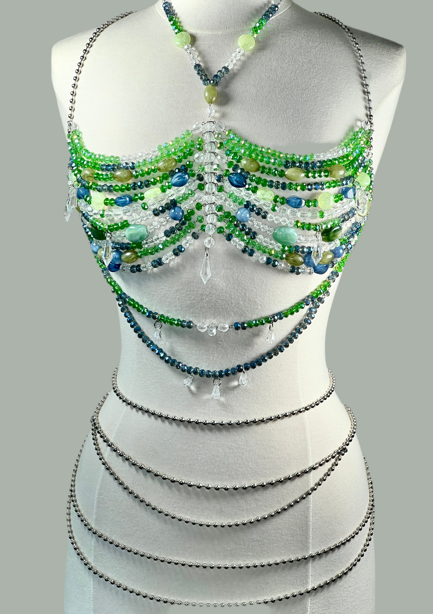 Beaded Top - Green/Blue Palette