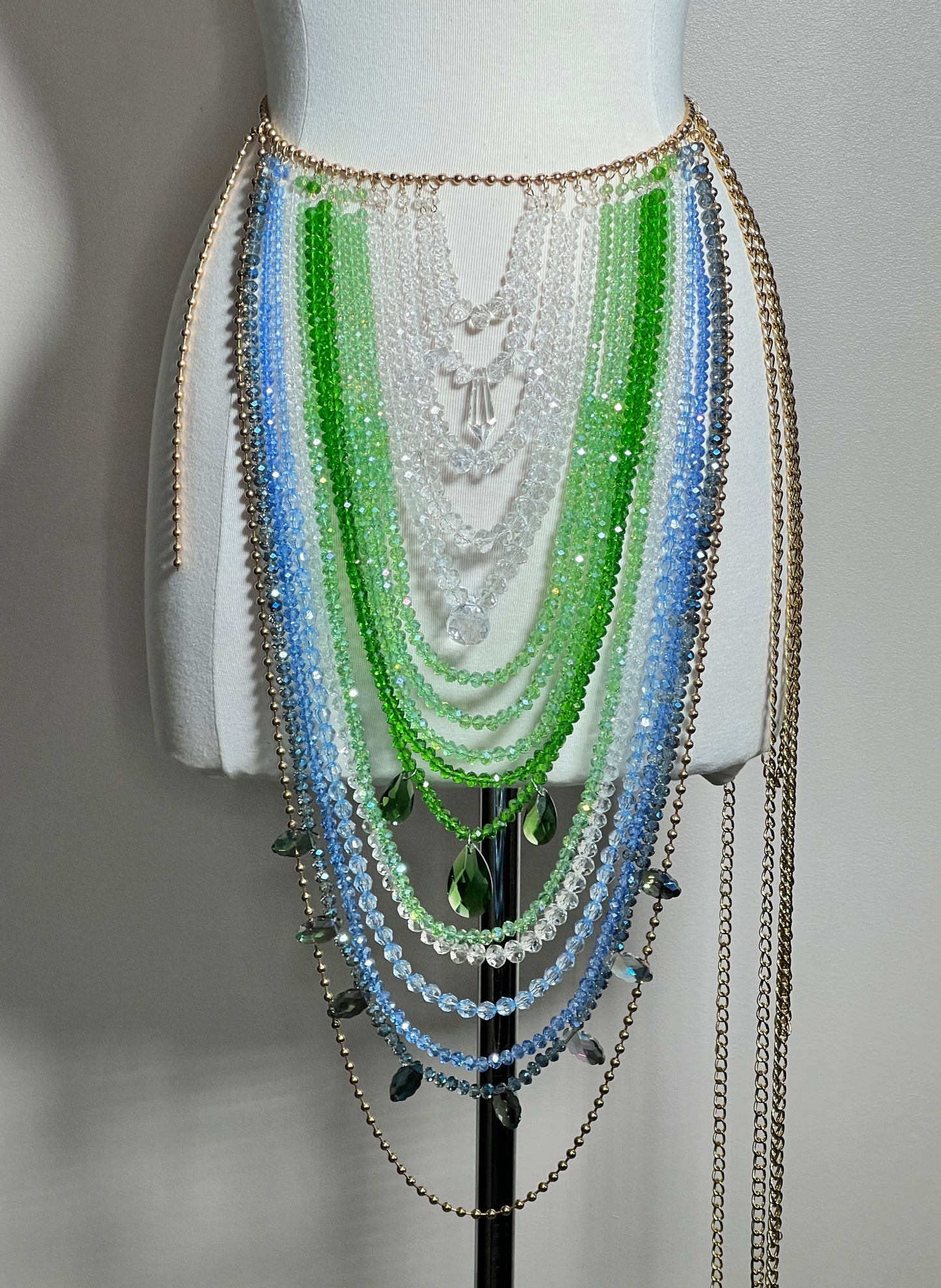 Beaded Bottom - Skirt - Blue/Green Palette
