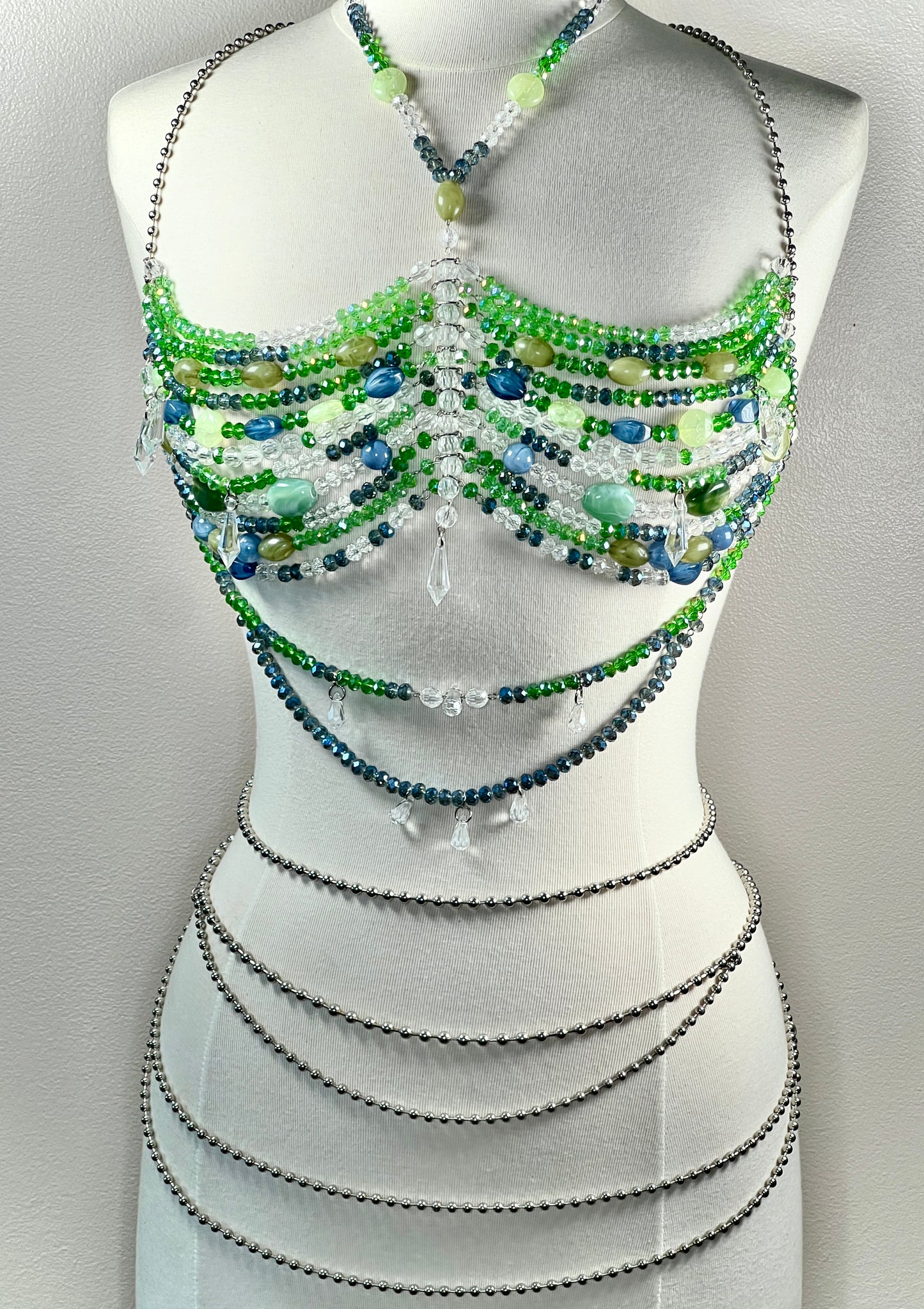 Beaded Top - Green/Blue Palette