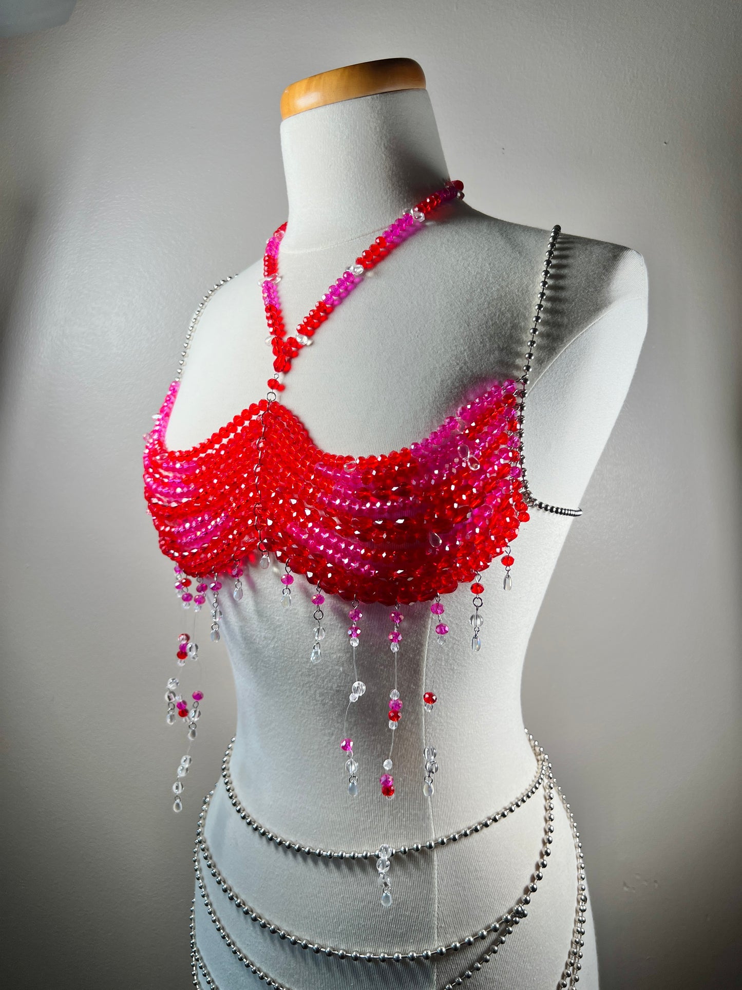 Beaded Top - Red/Pink Palette